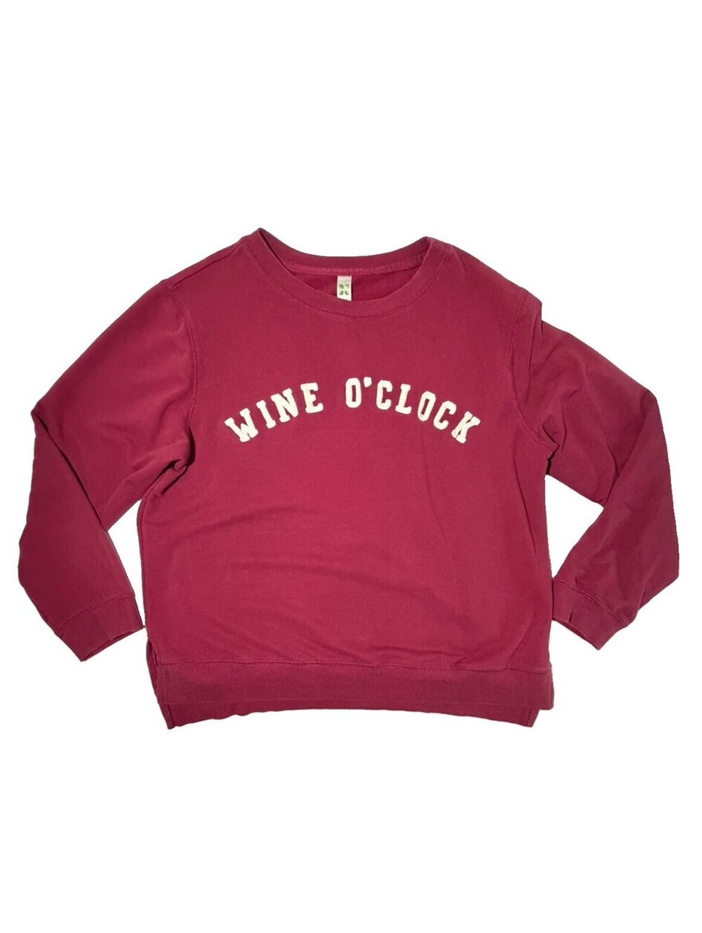 Women XL Thick Comfy Wine O' Clock Sweatshirt burgundy